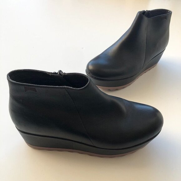 CAMPER Laika women’s leather black ankle boot violet platform soles zip up EU37 - Picture 7 of 16